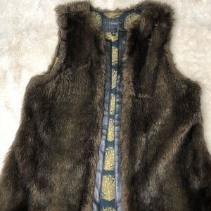 Sanctuary Faux Fur and Faux Leather Trim Vest L
